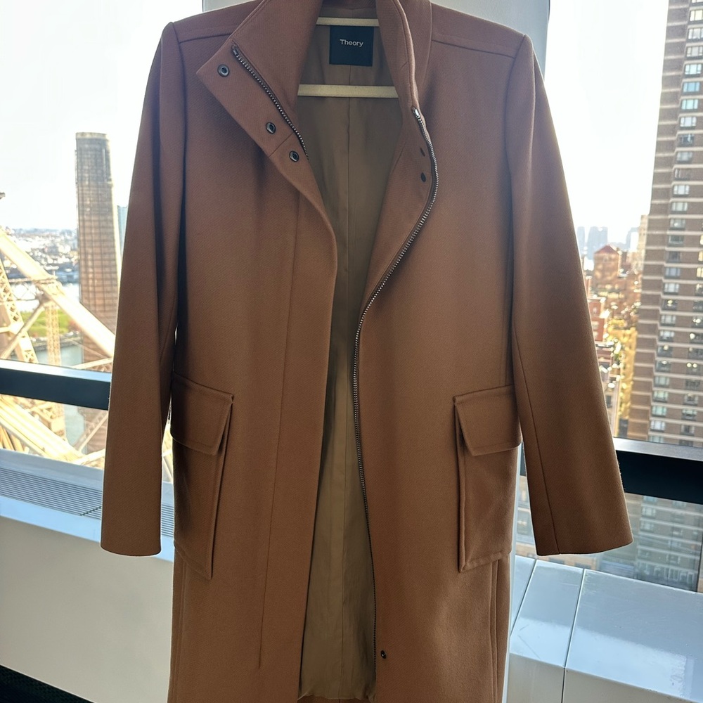 Theory Tan Camel Wool/Cashmere Peacoat - Picture 2 of 5